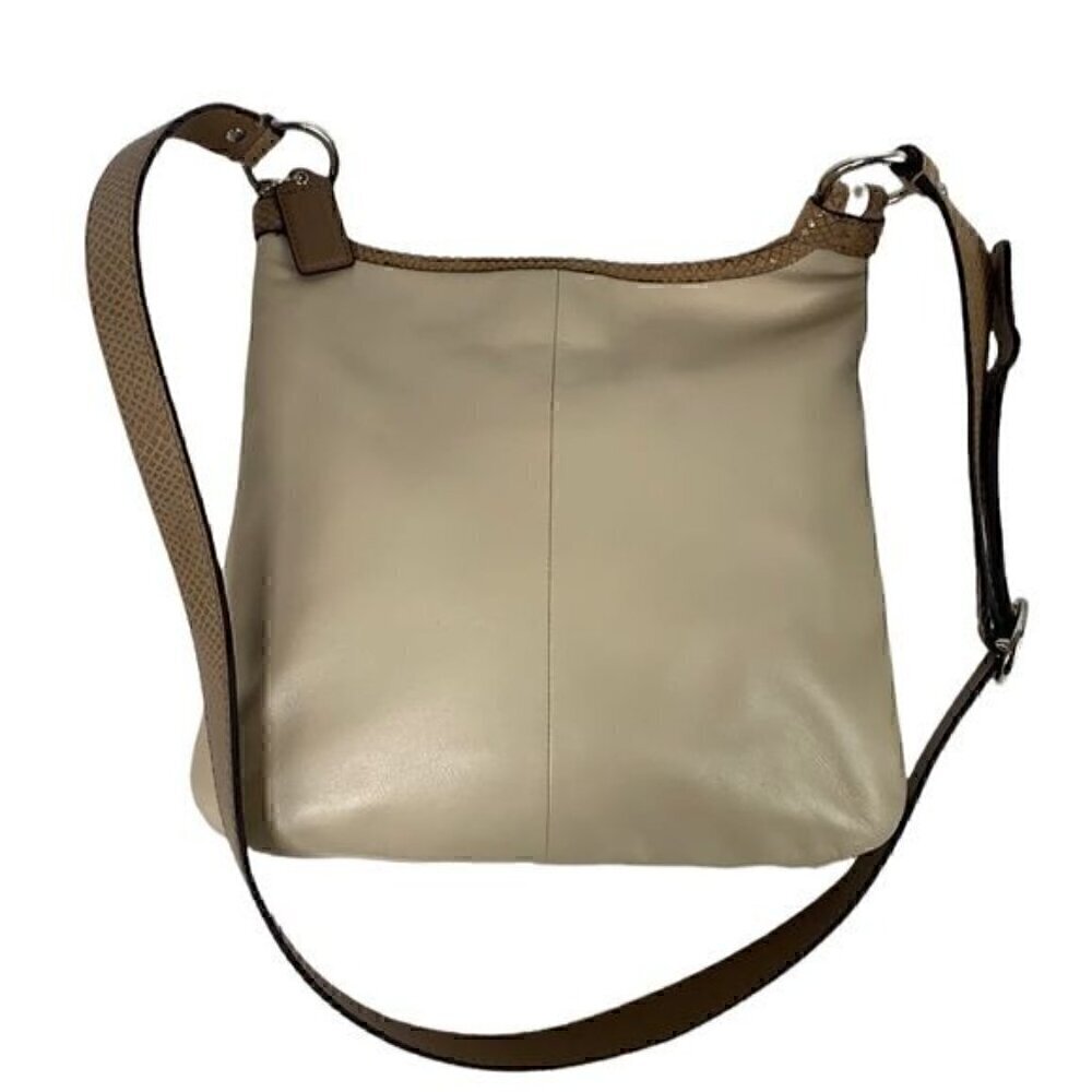 Coach Penelope F16533 Crossbody Bag - Ivory Leather/Tan Snakeskin Embossed Trim - Picture 6 of 13